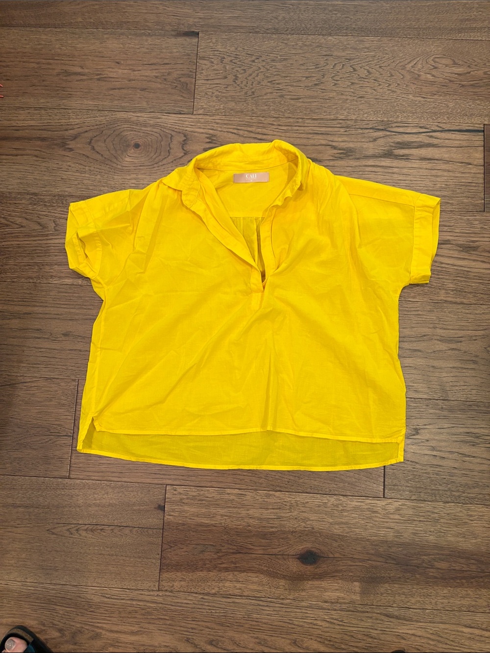 Motley by Cali of Cali Dreaming
 Bright Yellow Cropped V-Neck Shirt